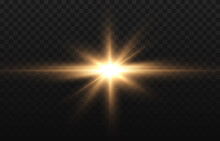 Vector Golden Light. Sun, Sun Rays, Dawn Png. Golden Glare Png, Flash Png.