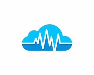 Wall Mural - Medical pulse in the blue cloud logo