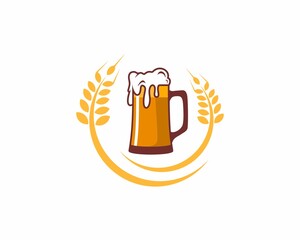 Canvas Print - Beer glass on the wheat logo