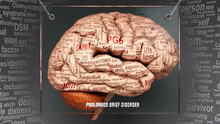 Prolonged Grief Disorder Anatomy - Its Causes And Effects Projected On A Human Brain Revealing Prolonged Grief Disorder Complexity And Relation To Human Mind. Concept Art, 3d Illustration