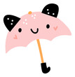 © VectorBum - Cute pink umbrella. Kid parasol with kawaii face