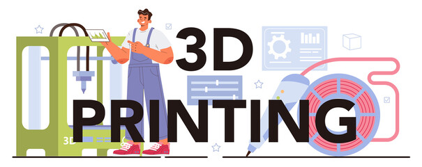 Wall Mural - 3d printing typographic header. operating system' programming