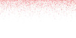 Wide red glitter holiday falling confetti on white background. Vector