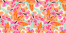 Beautiful Colorful Butterflies Wing Texture, Seamless Pattern Background