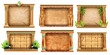 Egypt game frame vector set, stone ancient UI background kit, Egyptian clay pillar, pharaoh statue. Texture menu panel, old civilization architecture object, temple column. Egypt frame, Anubis