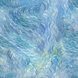 Fototapeta Londyn - Sea wave seamless tileable texture illustration. Tile pattern of digital painting in impressionism style for wallpaper or fabric. Generative AI
