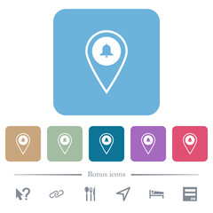 Sticker - GPS location alarm flat icons on color rounded square backgrounds