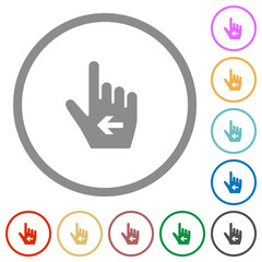 Poster - Hand cursor left solid flat icons with outlines