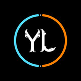 Fototapeta Młodzieżowe - YL Letter Logo design. black background.