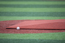 baseball on the field pitchers mound turf field 