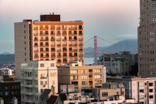 View Of Golden Gate Bridge From Nob Hill, San Francisco, California