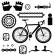 Bicycles. Seamless pattern with bicycle spare parts for print, web design. Isolated objects. Vector image. 