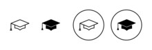Education Icon Set. Graduation Cap Sign And Symbol. Graduate. Students Cap