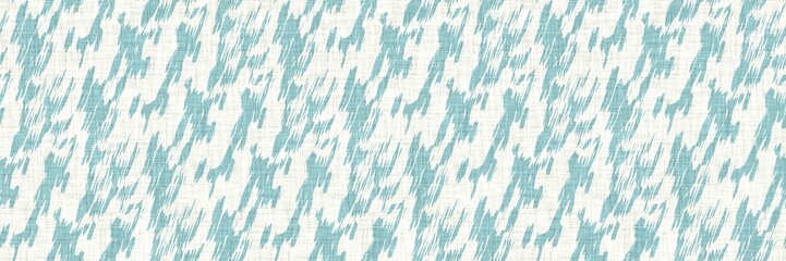 Wall Mural - Aegean teal mottled border strip linen texture background. Summer coastal living style home decor fabric effect. Sea green wash grunge edge material. Decorative textile seamless pattern banner. 