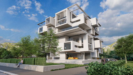 Fototapete - Modern upscale residential building