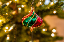 Glass Christmas Ornament On Christmas Tree