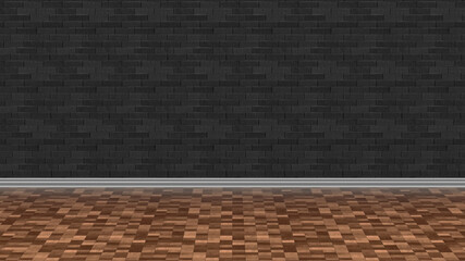  wood floor brick wall background illustration 3d rendering