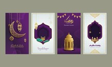 Ramadan Kareem Arabic Calligraphy Social Media Stories Template Means Generous Holiday Vector Illustration. Ramadan Is Holy Month In Islam