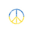 Pacyfa pomalowana w kolory flagi Ukrainy. Symbol pokoju w kolorze żółtym i niebieskim. Powiedz 