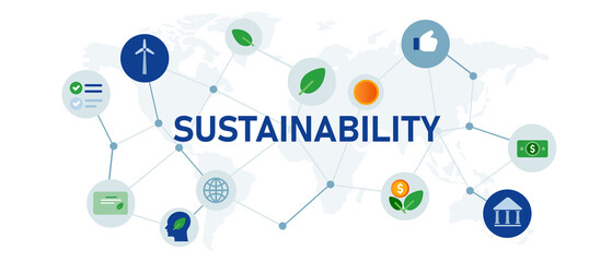 sustainability eco green corporate company business illustration concept web header icon set