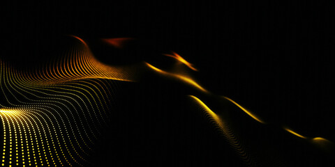 Wall Mural - Abstract gold particular background with gold light and line background, gold glowing light effect background.
