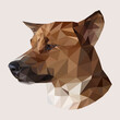Face of brown dog in low poly art vector in side view. Geometric Triangle of animal isolated, crystal design illustration.
