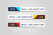 © Algoffy - Set of bundle lower third vector design background texture banner template with orange, red and blue shape strip color. Modern broadcast news lower for TV Bars, Sport, Video Channel, Screen, Show.
