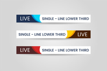 Wall Mural - Set of bundle lower third vector design background texture banner template with orange, red and blue shape strip color. Modern broadcast news lower for TV Bars, Sport, Video Channel, Screen, Show.