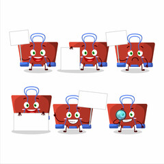 Wall Mural - Red binder clip cartoon character bring information board