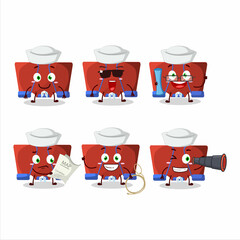 Sticker - A character image design of red binder clip as a ship captain with binocular