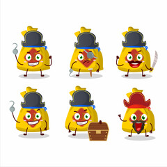 Poster - Cartoon character of yellow bag chinese with various pirates emoticons