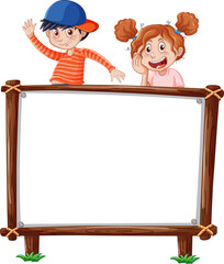 Canvas Print - Board template with happy kids