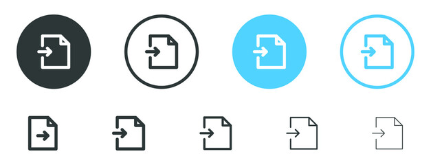 Aufkleber - import file icon with arrow symbol, export archive file document icons 