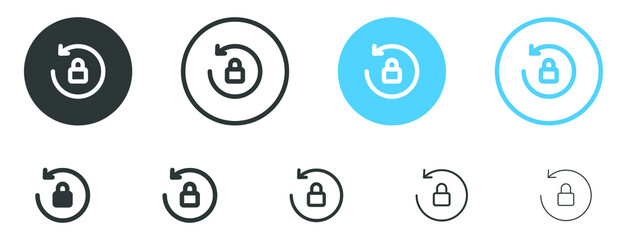 Fototapete - rotate lock icon, update rotation locked symbol - reset password sign. secure key protection refresh icons