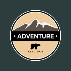 Poster - Mountain adventure  badge logo emblem vector illustration design