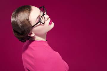 Canvas Print - girl in elegant glasses