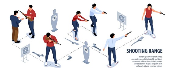 Poster - Shooting Range Isometric Infographics