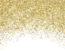 Gold Glitter Texture Frame. Festive Decoration With Sparkling Glitter