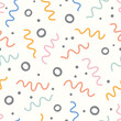 Abstract background pattern. Vector seamless repeat of doodle squiggles and dots. Design element.
