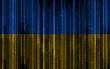 technology, cyberspace and information concept - binary code pattern in colors of flag of ukraine