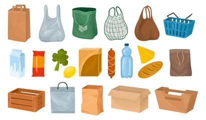 Wall Mural - Foods Baskets Icons Collection