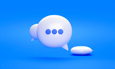 Fototapete - Speech bubble chat message icon or symbol social media conversation sign 3D rendering