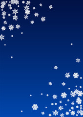 Wall Mural - White Snowflake Vector Blue Background. Light