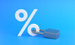 © Andrii - White percentage sign locked with keypad lock on a blue background with copy space. Minimal creative concept. 3d render illustration