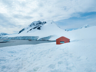 Argentinian station standing at Damoy Point, near Port Lockroy, Palmer Archipelago, Antartctic Peninsula, Antarctica