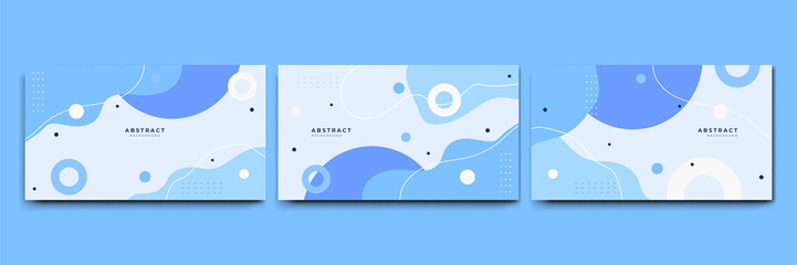 Wall Mural - Abstract colorful Memphis flat geometric shapes background. Abstract composition with lines square dot triangle circle and wavy flat style. Design for poster, presentation, card, cover, banner.
