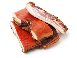 Poster - dry cured meat on white background