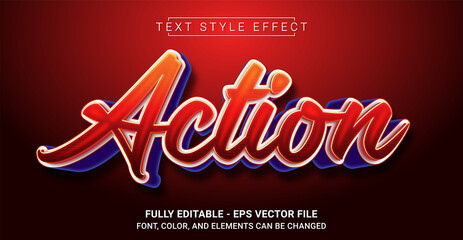 Wall Mural - Action Text Style Effect. Editable Graphic Text Template.