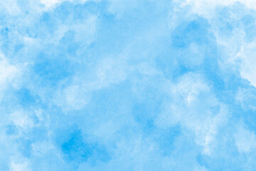 Wall Mural - watercolor illustration art abstract blue color frame texture background, clouds and sky pattern. wa