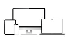 Responsive Web Design Computer Display, Laptop, Tablet Pc With Smartphone